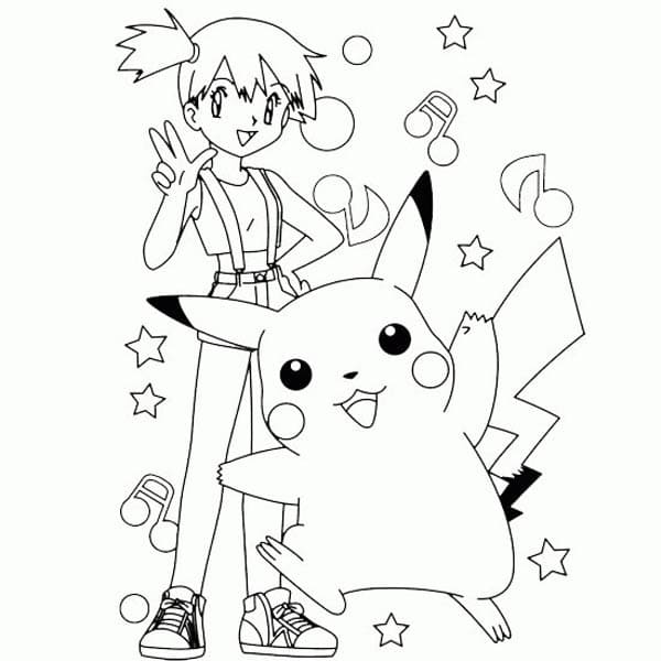 Kasumi a Pikachu omalovánka