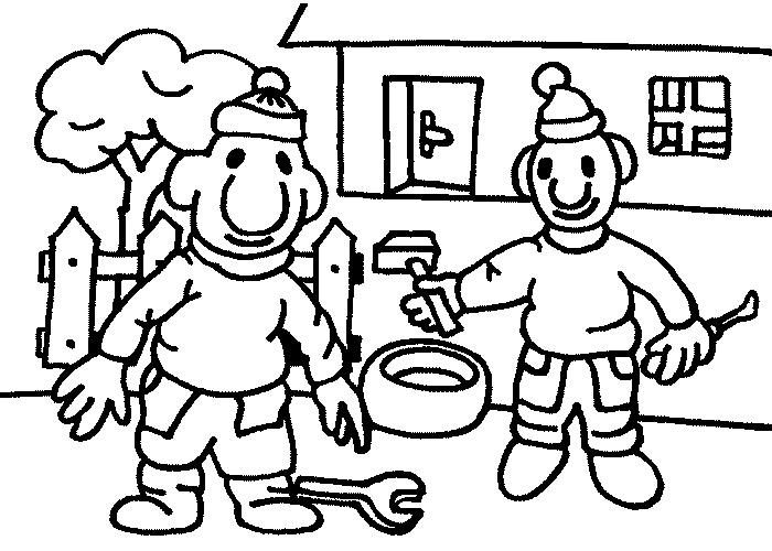Pat a Mat opravují dům omalovánka
