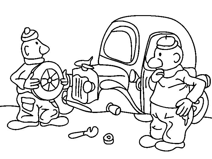 Pat a Mat opravují své auto omalovánka