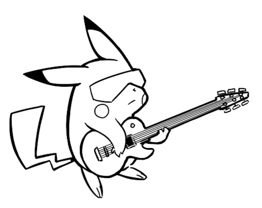 Pikachu Playing Guitar coloring page omalovánka