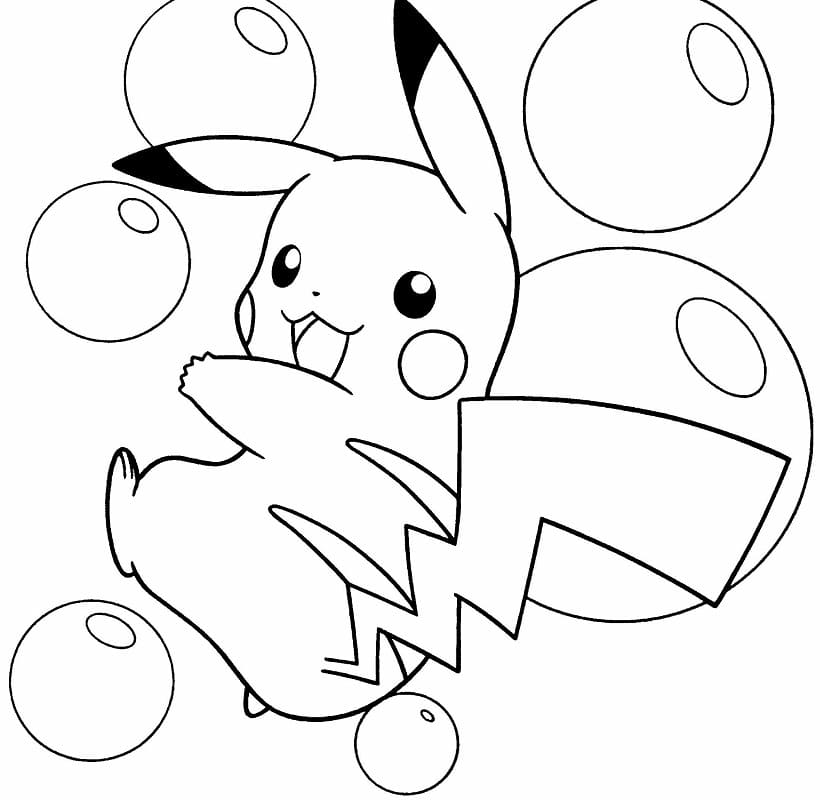 Pikachu s bublinkami omalovánka