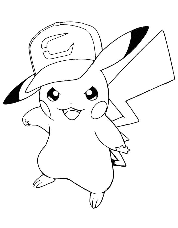Pikachu with a Hat coloring page omalovánka