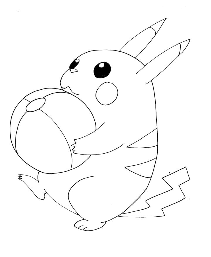 Pikachu s míčem omalovánka