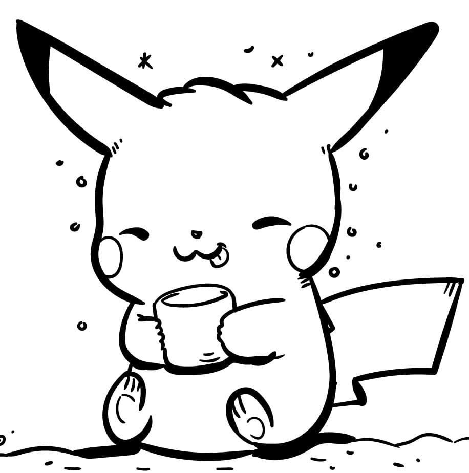 Pikachu with a Cup coloring page omalovánka
