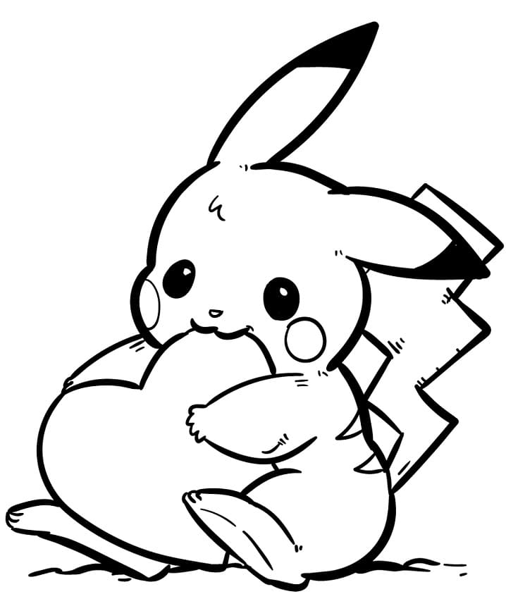 Pikachu s tvarem srdce omalovánka