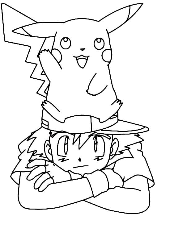 Satoshi s Pikachu omalovánka