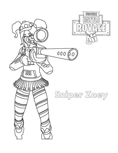 Sniper Zoey z Fortnite omalovánka