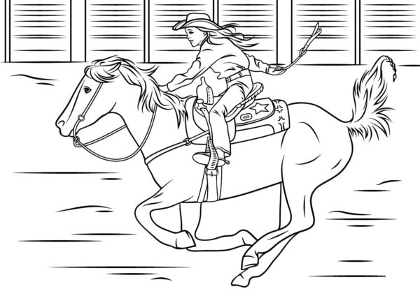 Kovboj na koni omalovánka
