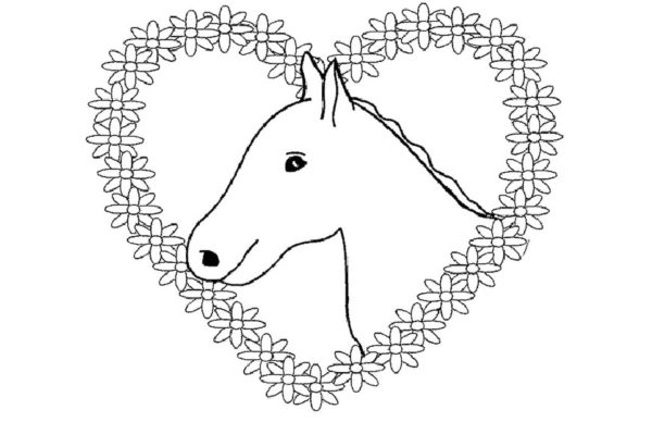 Kůň v srdci omalovánka
