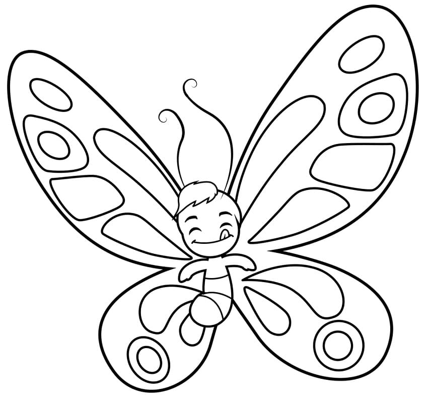 Omalovánka Šťastný kreslený motýl