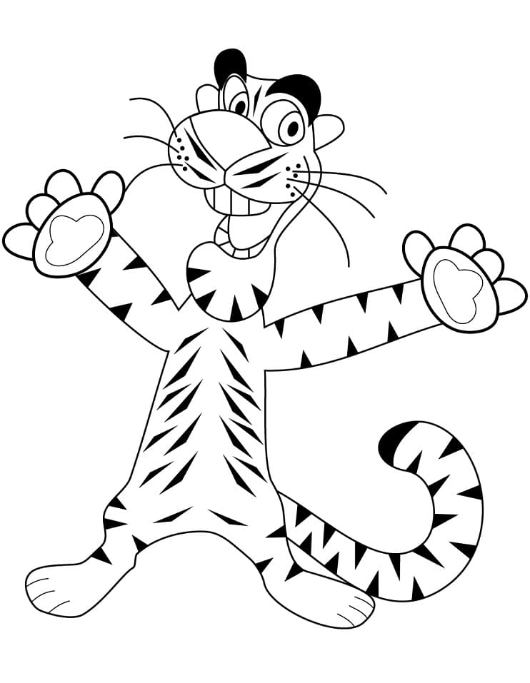 Šťastný kreslený tygr omalovánka
