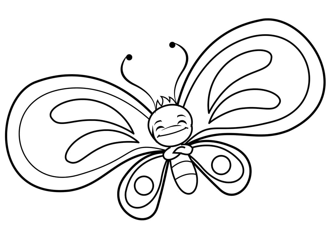 Šťastný motýl omalovánka