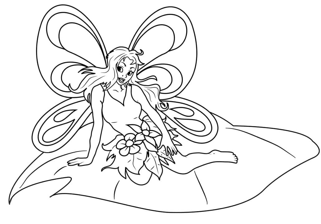 Fairy on Leaf omalovánka