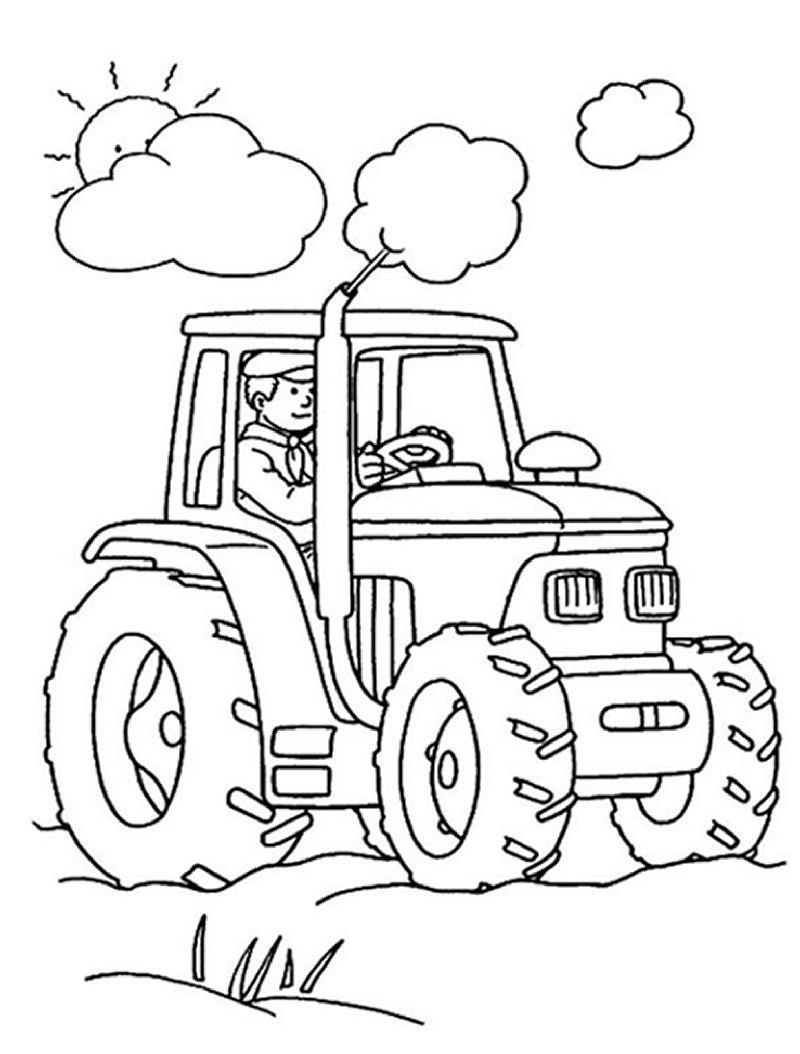 Farmář s traktorem omalovánka