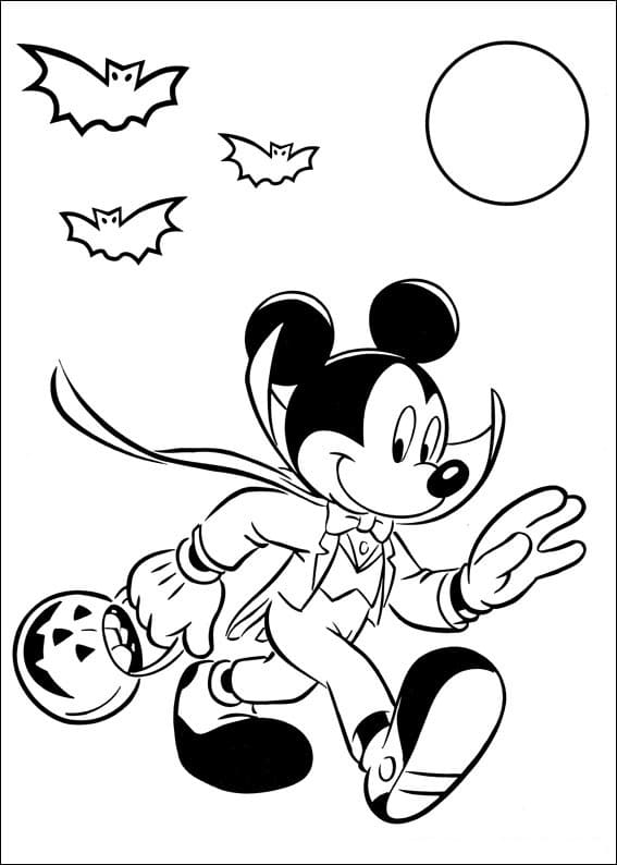 Halloween Mickey Mouse omalovánka