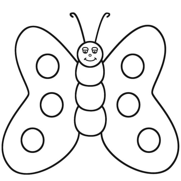 Omalovánka Krásný kreslený motýl