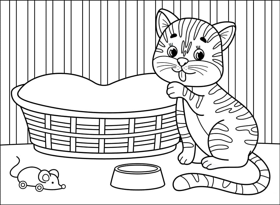 Kreslená kočka pro tisk omalovánka