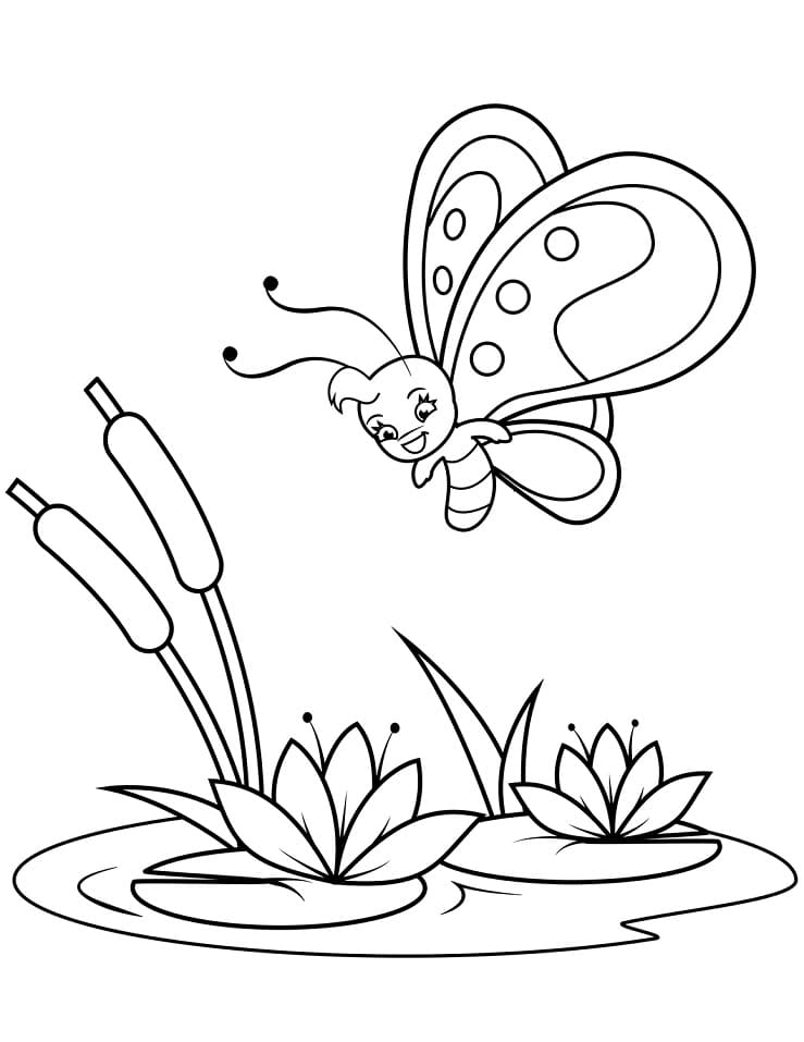 Kreslený motýl 1 omalovánka