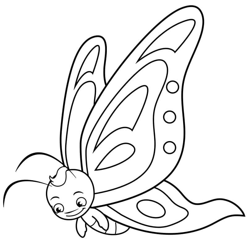 Kreslený motýl létání omalovánka