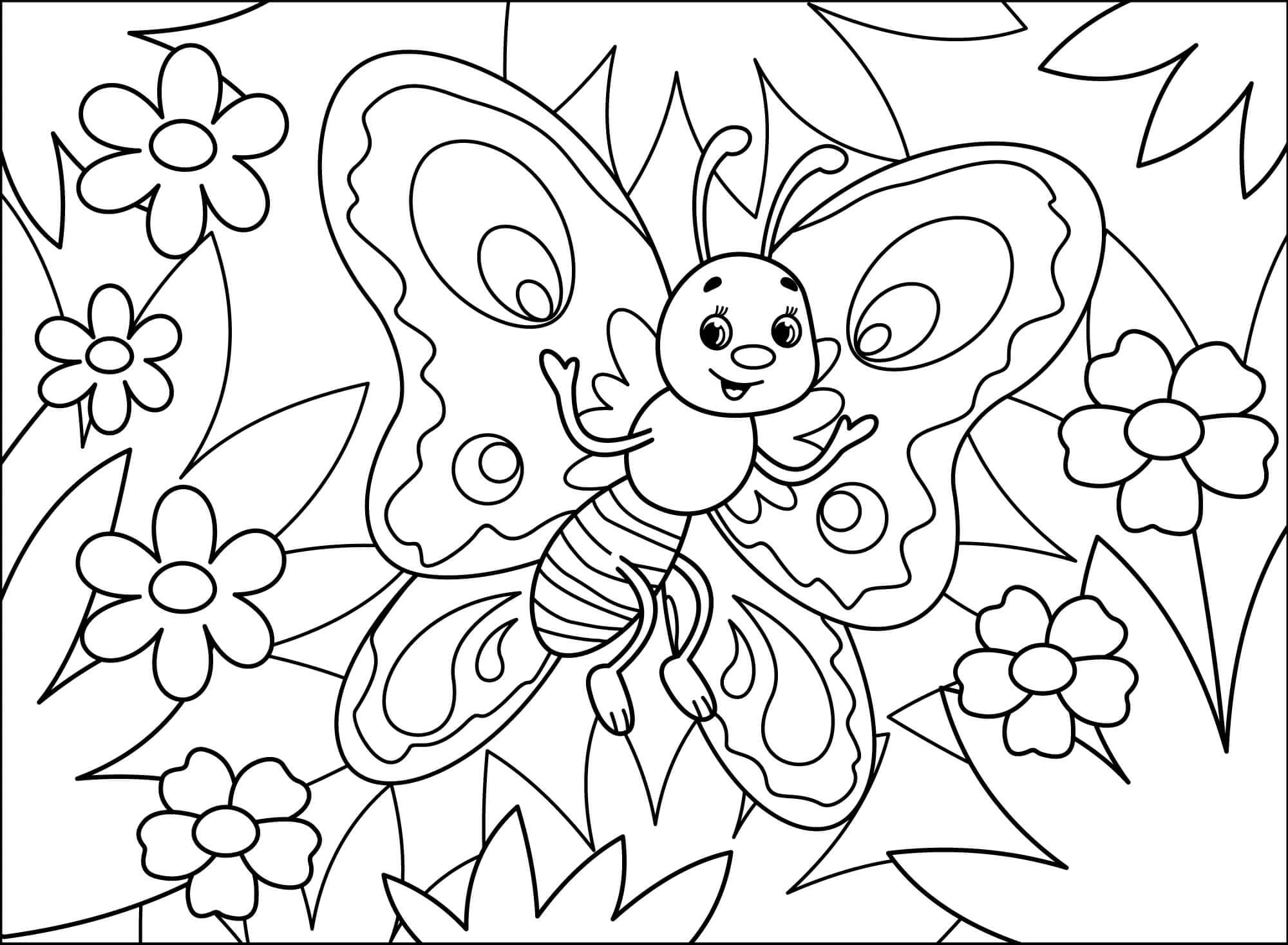 Kreslený motýl omalovánka