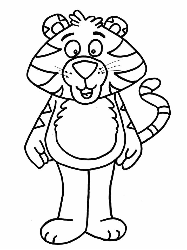 Kreslený tygr stojící omalovánka