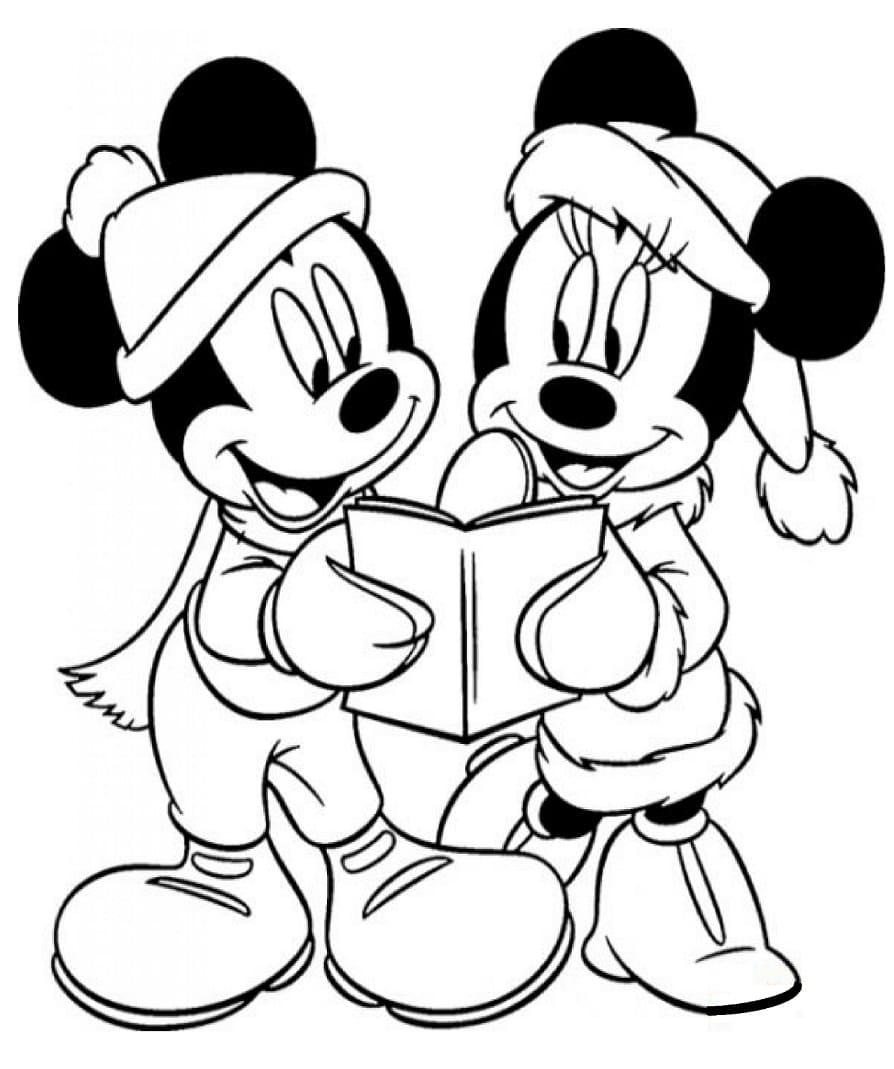 Mickey a Minnie na Vánoce omalovánka