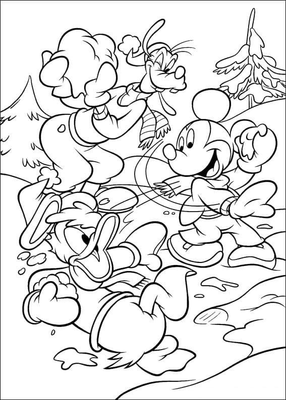 Mickey a přátelé v zimě omalovánka