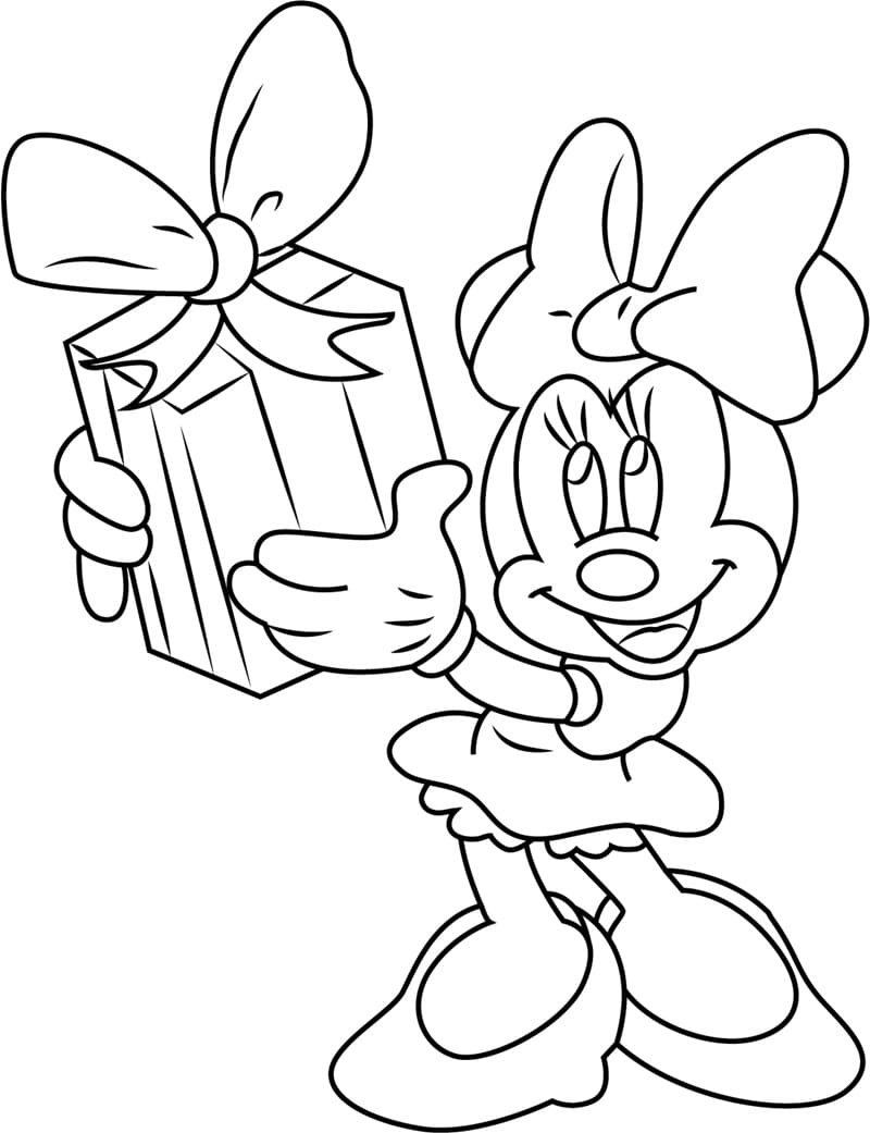Minnie s dárkem omalovánka