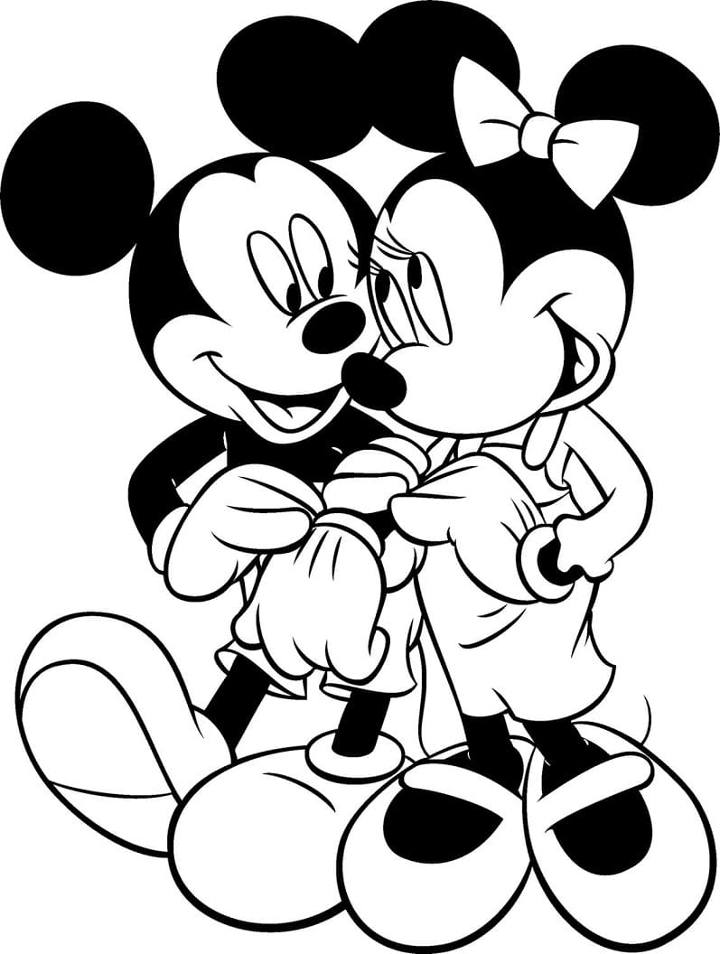 Minnie s Mickey Mousem omalovánka