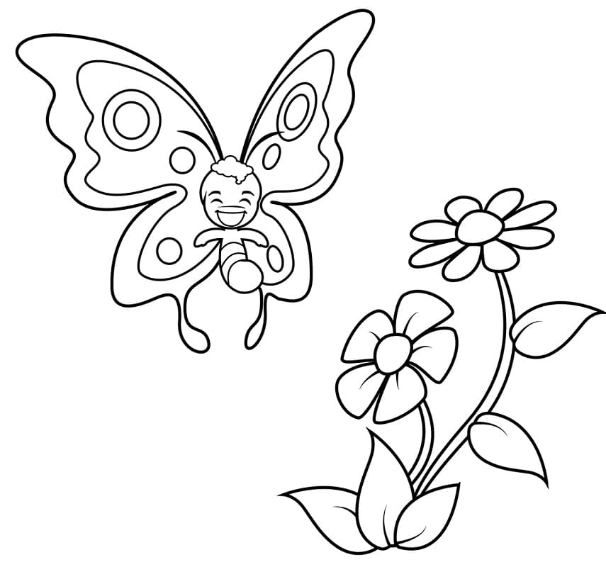 Omalovánka Motýl a květiny