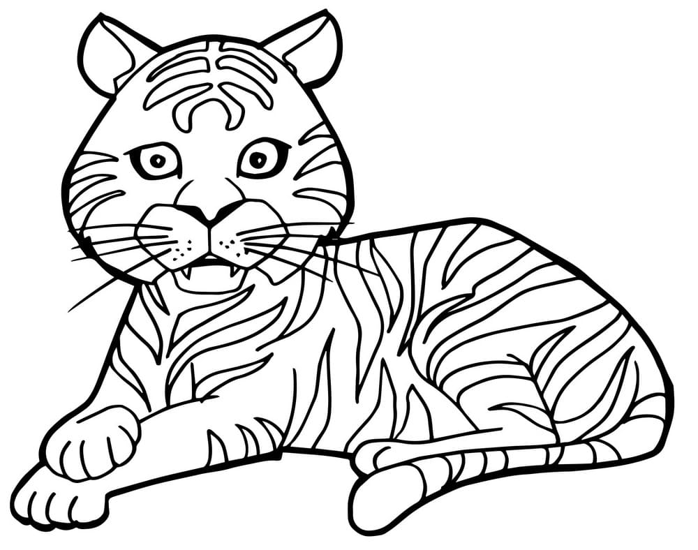 Roztomilý kreslený tygr omalovánka