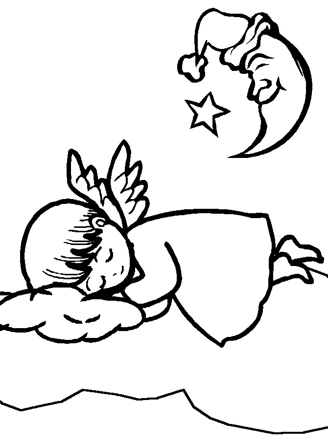 Spící anděl omalovánka