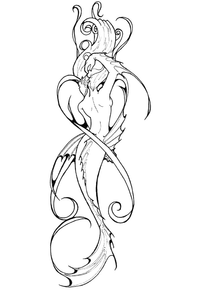 Tetování mořské panny omalovánka
