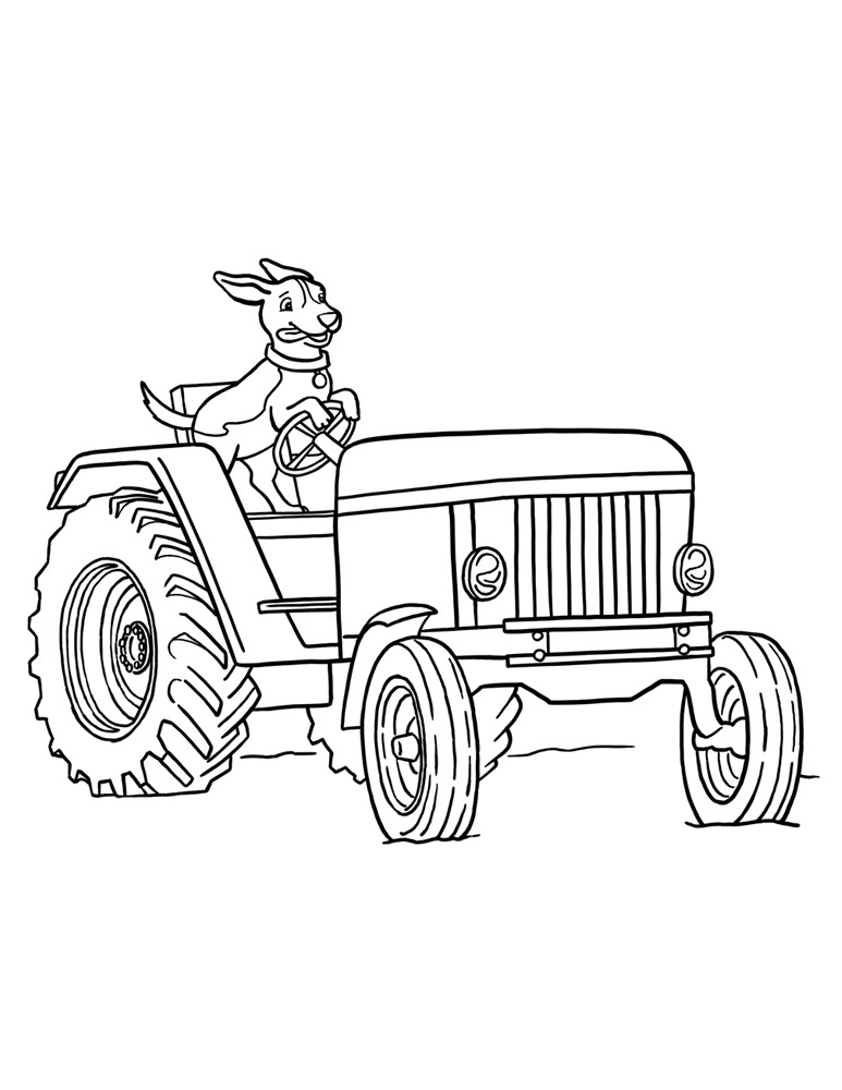 Omalovánka Traktor pro pohon psa