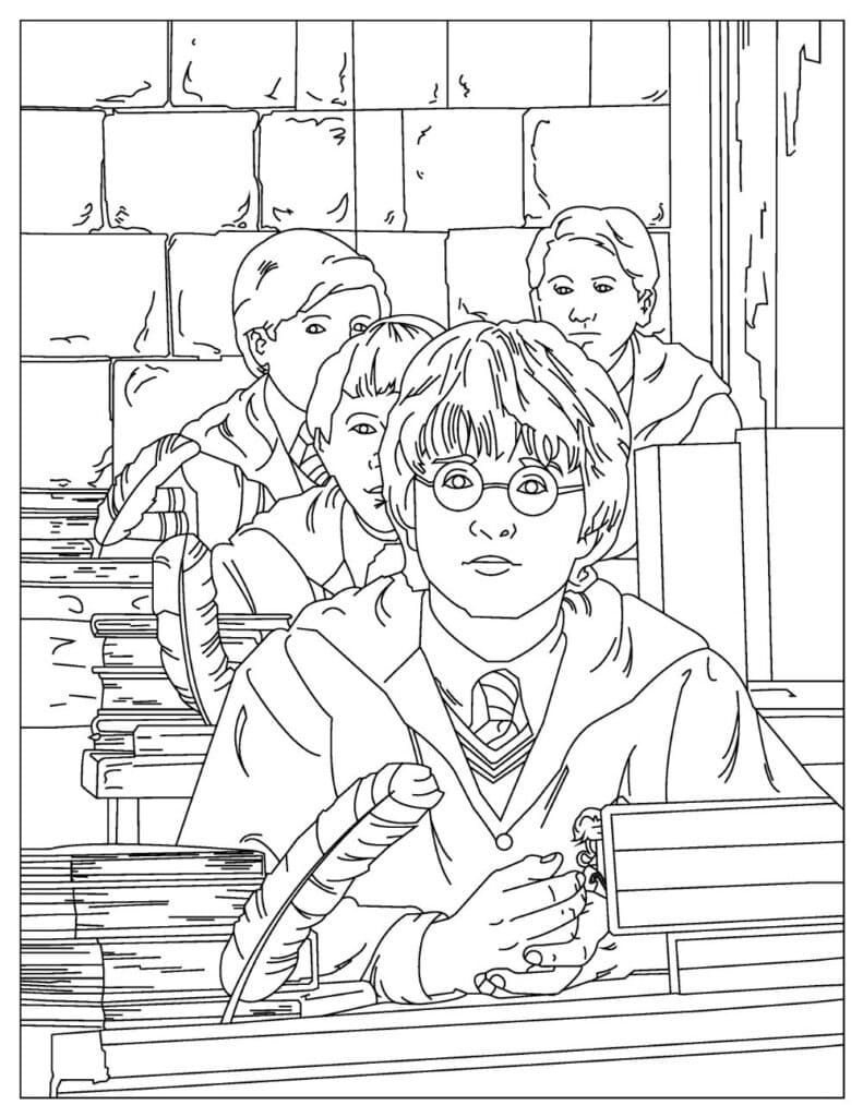 Harry Potter ve třídě omalovánka