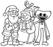 Huggy Wuggy a Santa Claus se Sněhulákem omalovánka