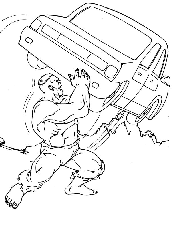 Hulk drží auto omalovánka