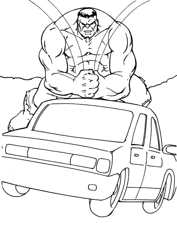 Hulk rozbíjí auto omalovánka