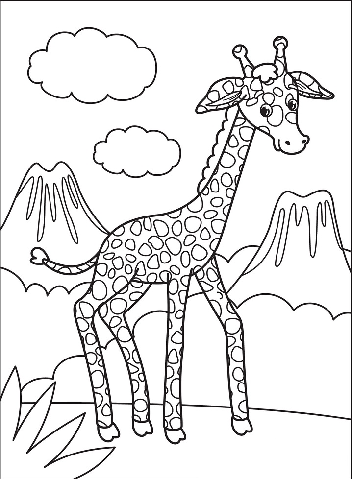 Žirafa 7 omalovánka