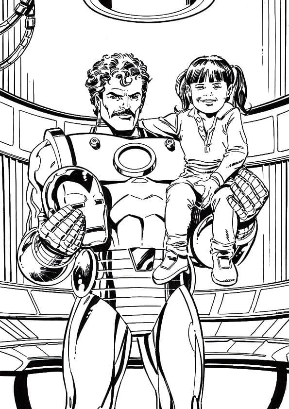 Iron Man a malá holčička omalovánka
