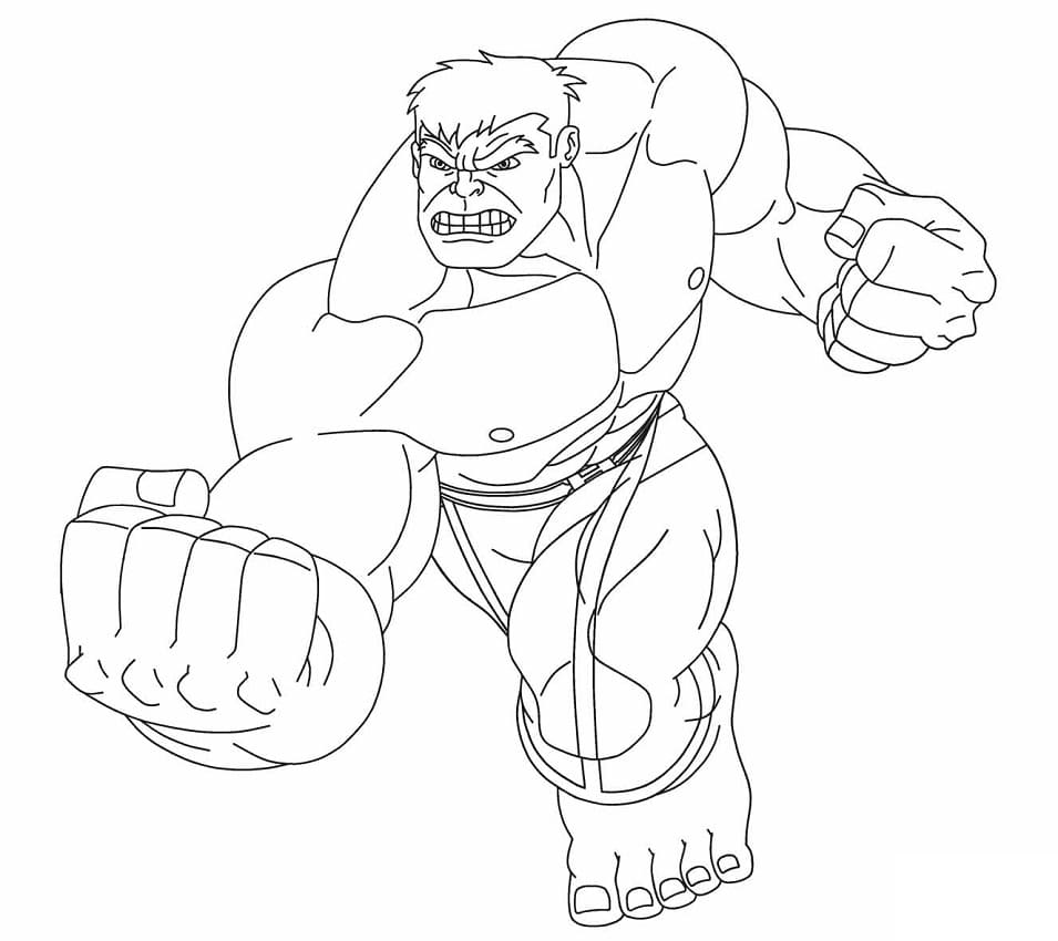Rozzlobený Hulk Punching omalovánka