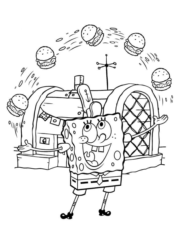 SpongeBob a hamburgery omalovánka