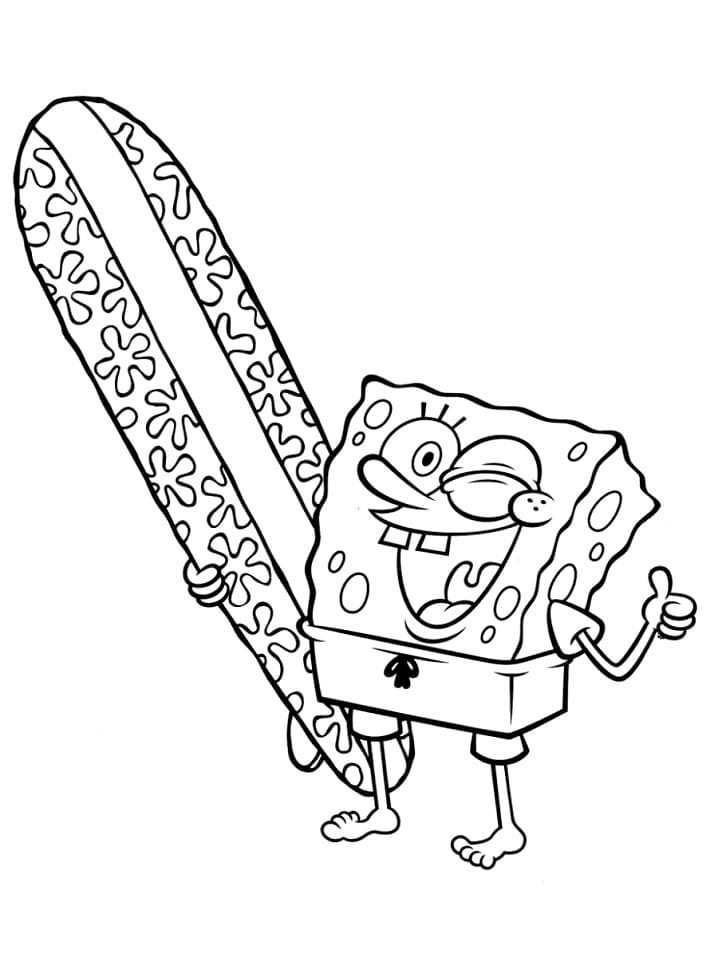 SpongeBob a surfovací prkno omalovánka