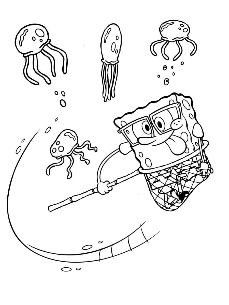 SpongeBob chytá medúzy omalovánka