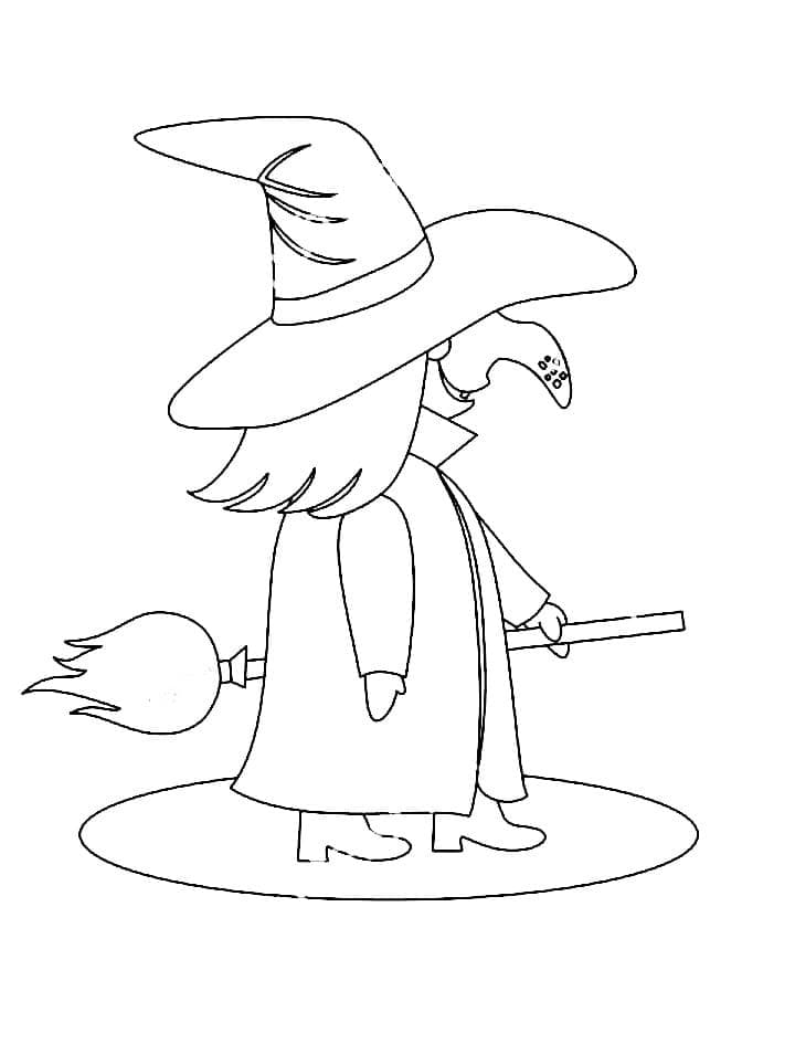 Čarodějnice s koštětem omalovánka
