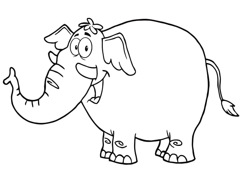 Kreslený slon s úsměvem omalovánka