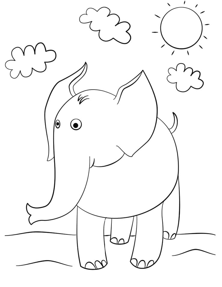 Roztomilý slon omalovánka