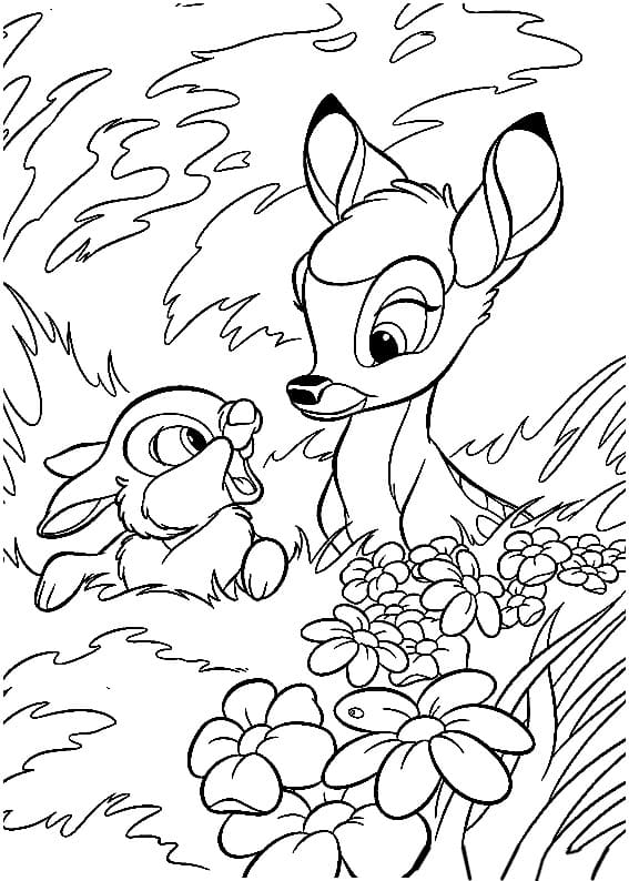 Bambi a zajíček omalovánka