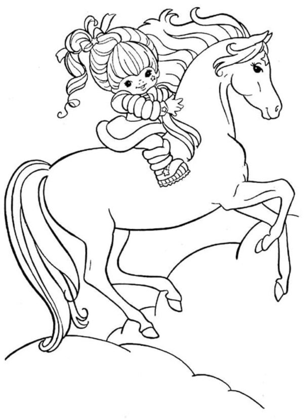 Dívka jede na koni omalovánka