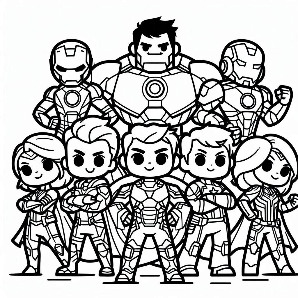 Omalovánka Kreslení karikatury týmu Avengers